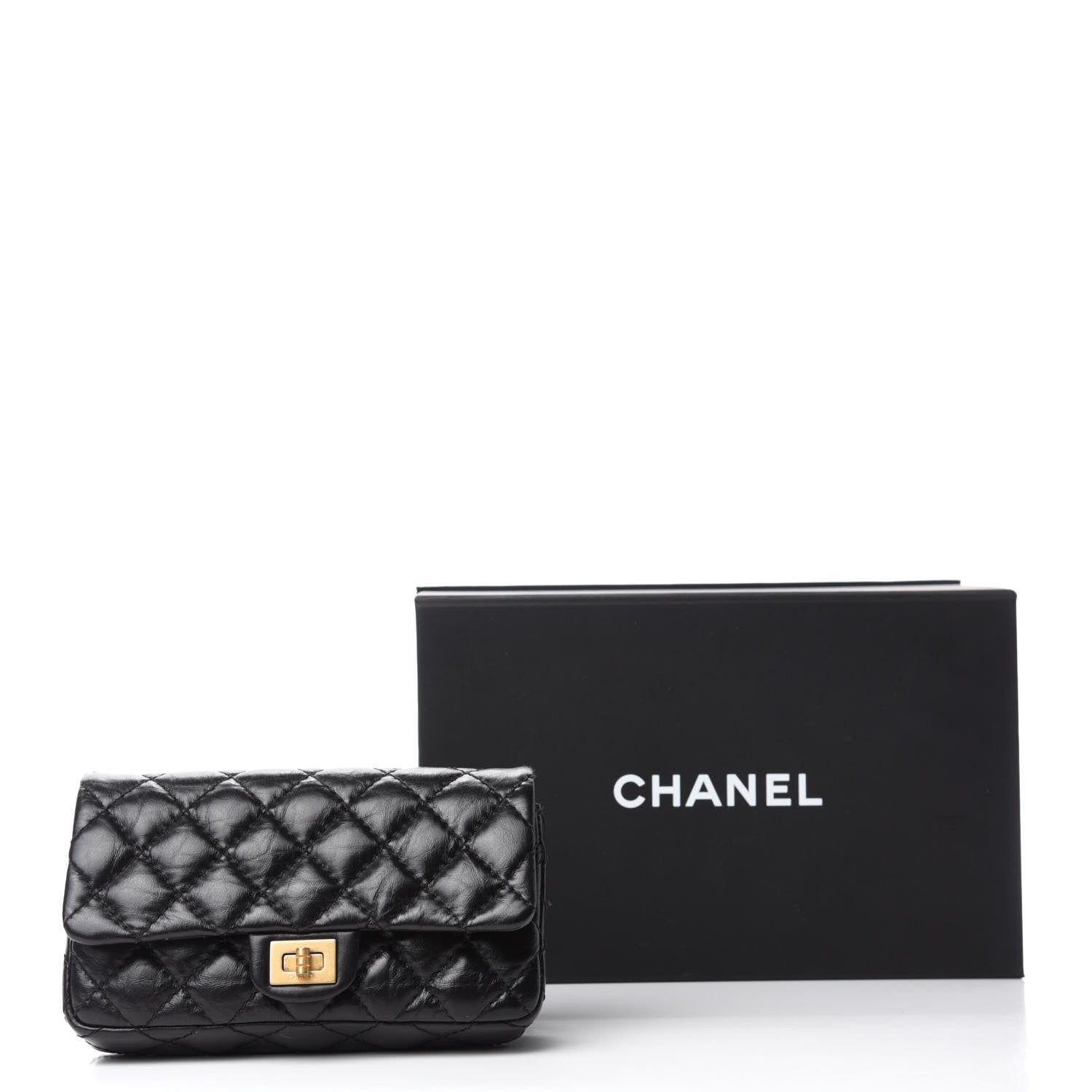 Chanel Aged Calfskin Quilted 2.55 Reissue Flap Belt Bag Clutch Black 11 of 11