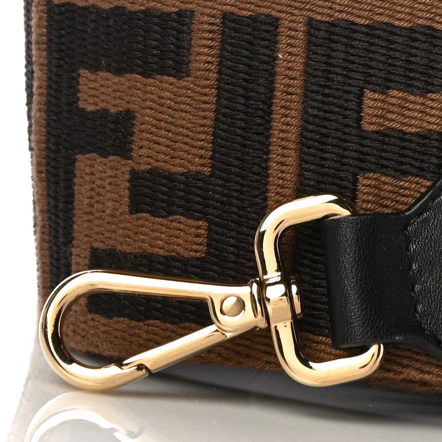 Ribbon Vitello Seta FF 1974 Adjustable Strap You Fango Marrone Black