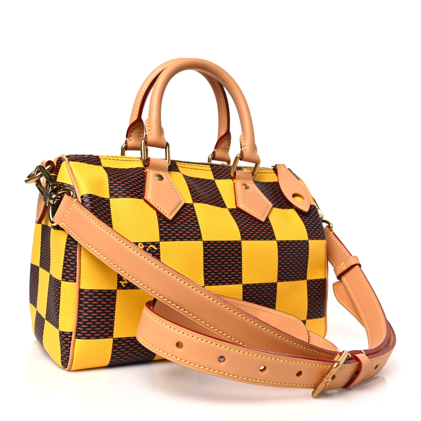 Damier Pop Speedy Bandouliere 25 Jaune Mat