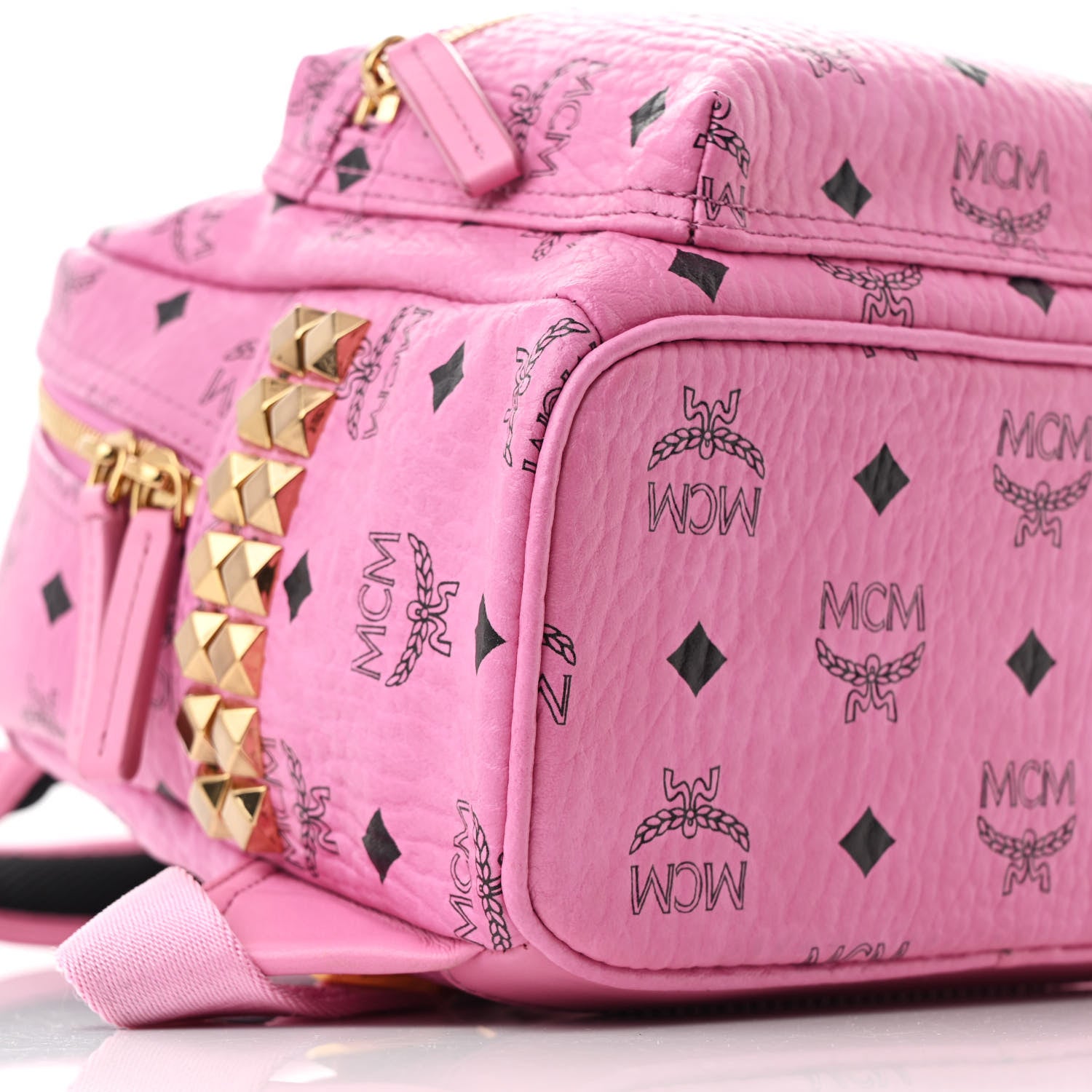 MCM Visetos Side Stud Mini Stark Backpack Pink 9 of 10