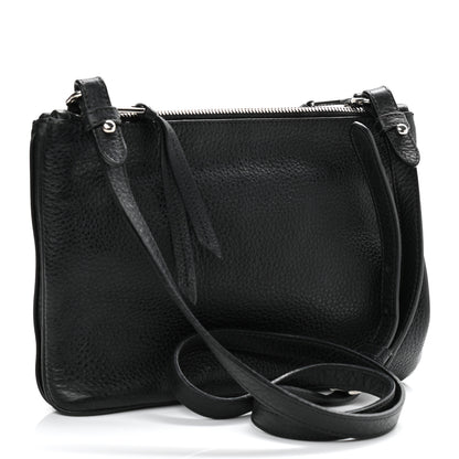 Prada Vitello Daino Double Zip Crossbody Bag Black 2 of 12