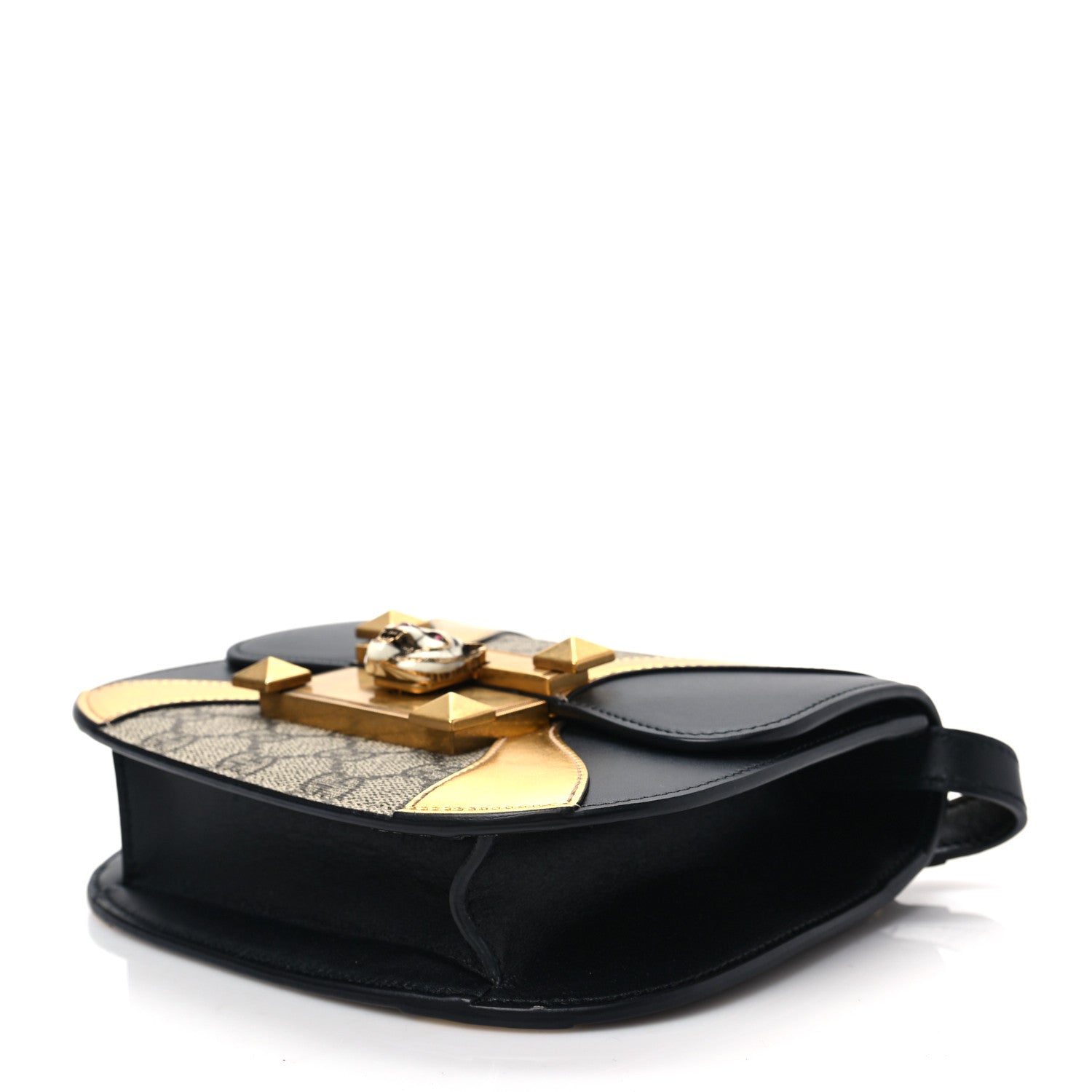 Gucci GG Supreme Monogram Small Osiride Shoulder Bag Black Gold 8 of 8