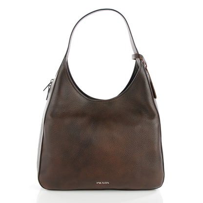 Prada Cervo Deerskin Zipper Detail Hobo Bruciato 1 of 7