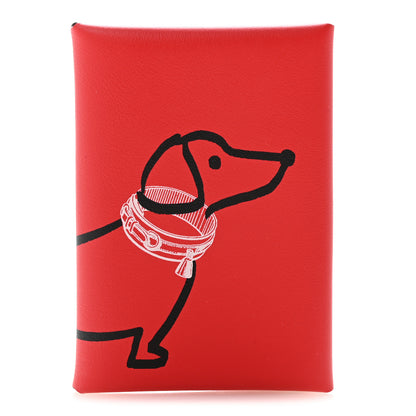 Hermes Swift Teckel a Collier Calvi Duo Card Case Rouge De Coeur 1 of 8