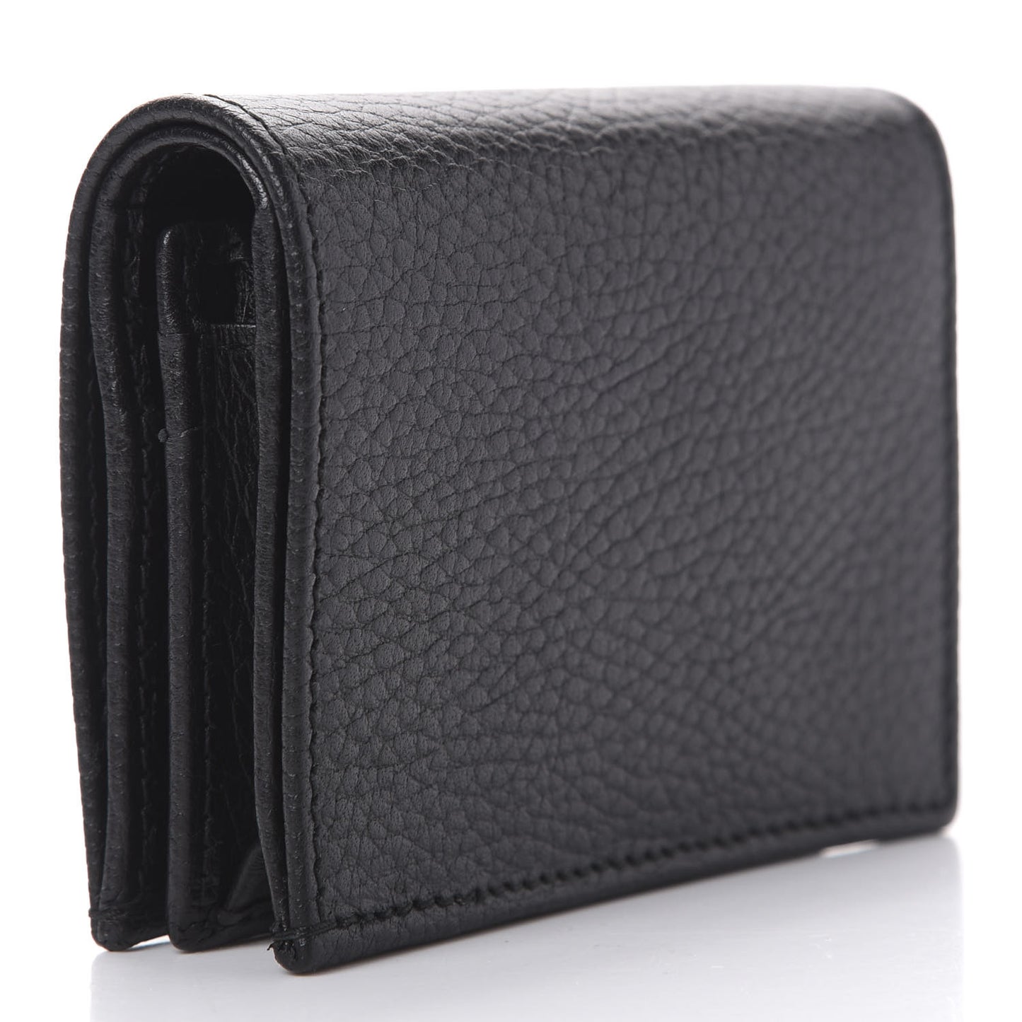 Pebbled Calfskin GG Marmont Card Case Black