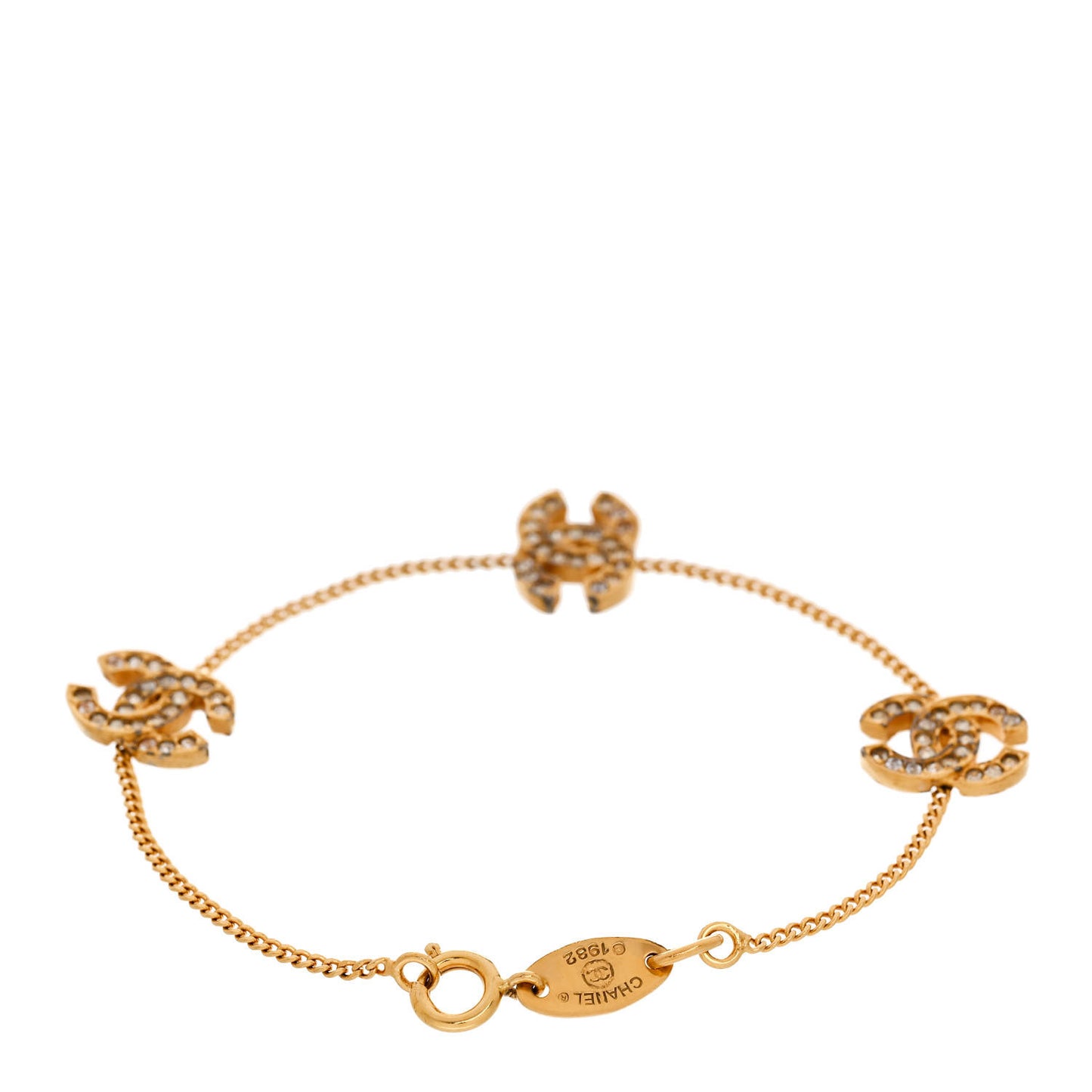 Crystal CC Chain Bracelet Gold