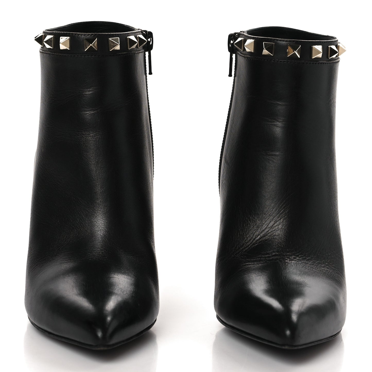 Calfskin Rockstud 100mm Ankle Boots 37 Black