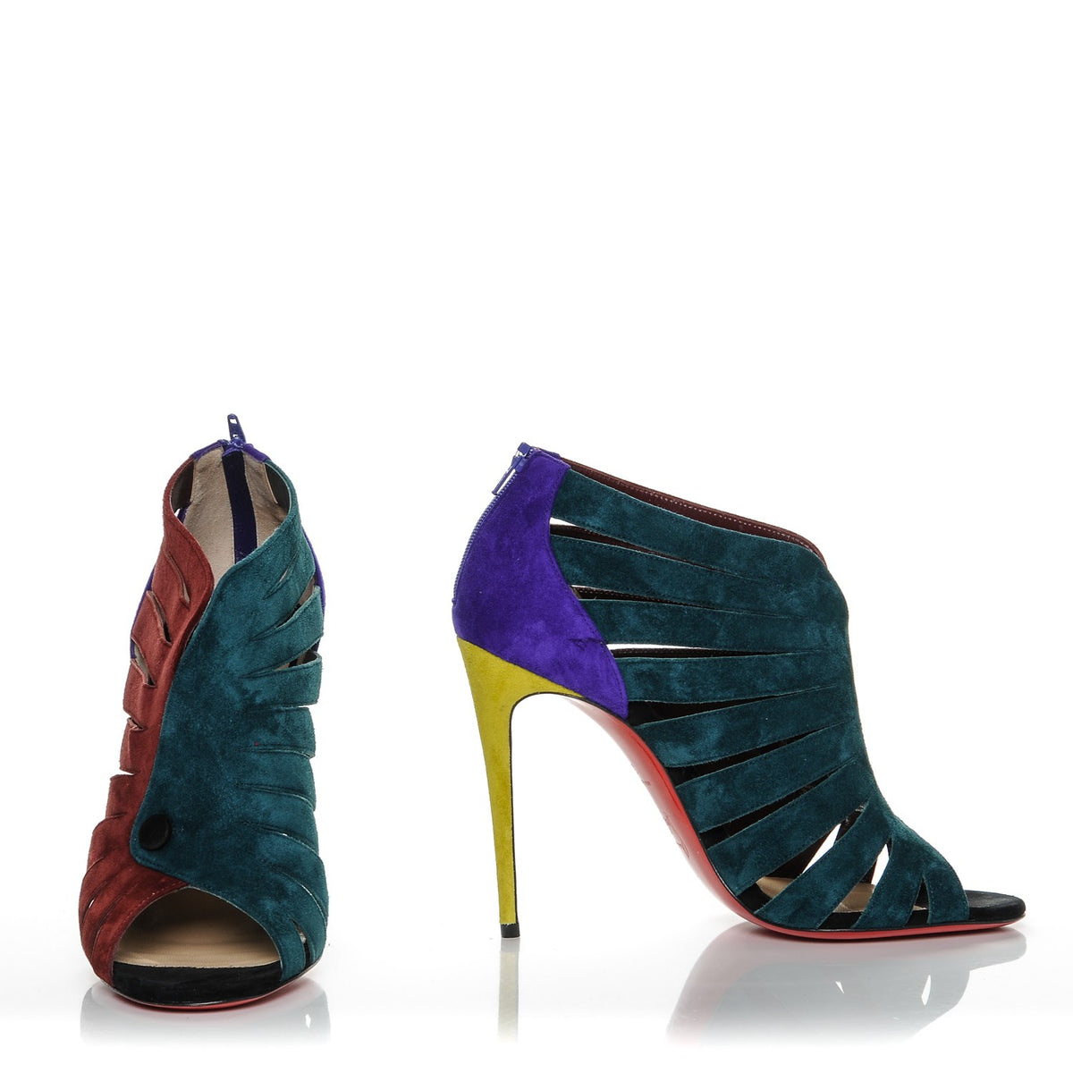 Christian Louboutin Suede Toot Mignonne 100 Cutout Heels 37.5 Multi 5 of 9