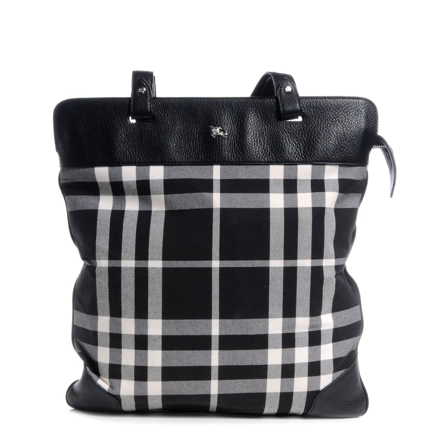 Canvas Check Large Tote Black