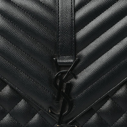 Saint Laurent Grain De Poudre Textured Mixed Matelasse Triquilt Medium Monogram Monochrome Satchel Black 7 of 9
