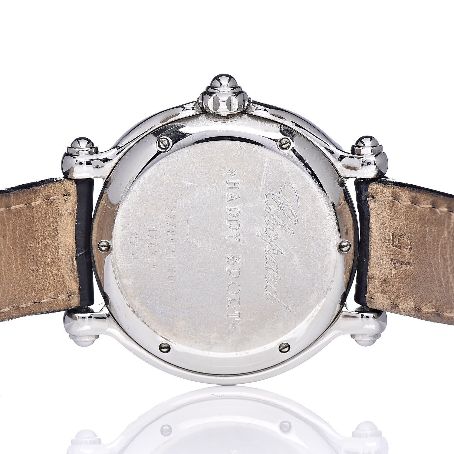 Chopard Stainless Steel Alligator Ruby Blue Yellow Sapphire 33mm Happy Sport Fish Quartz Watch Blue 5 of 10