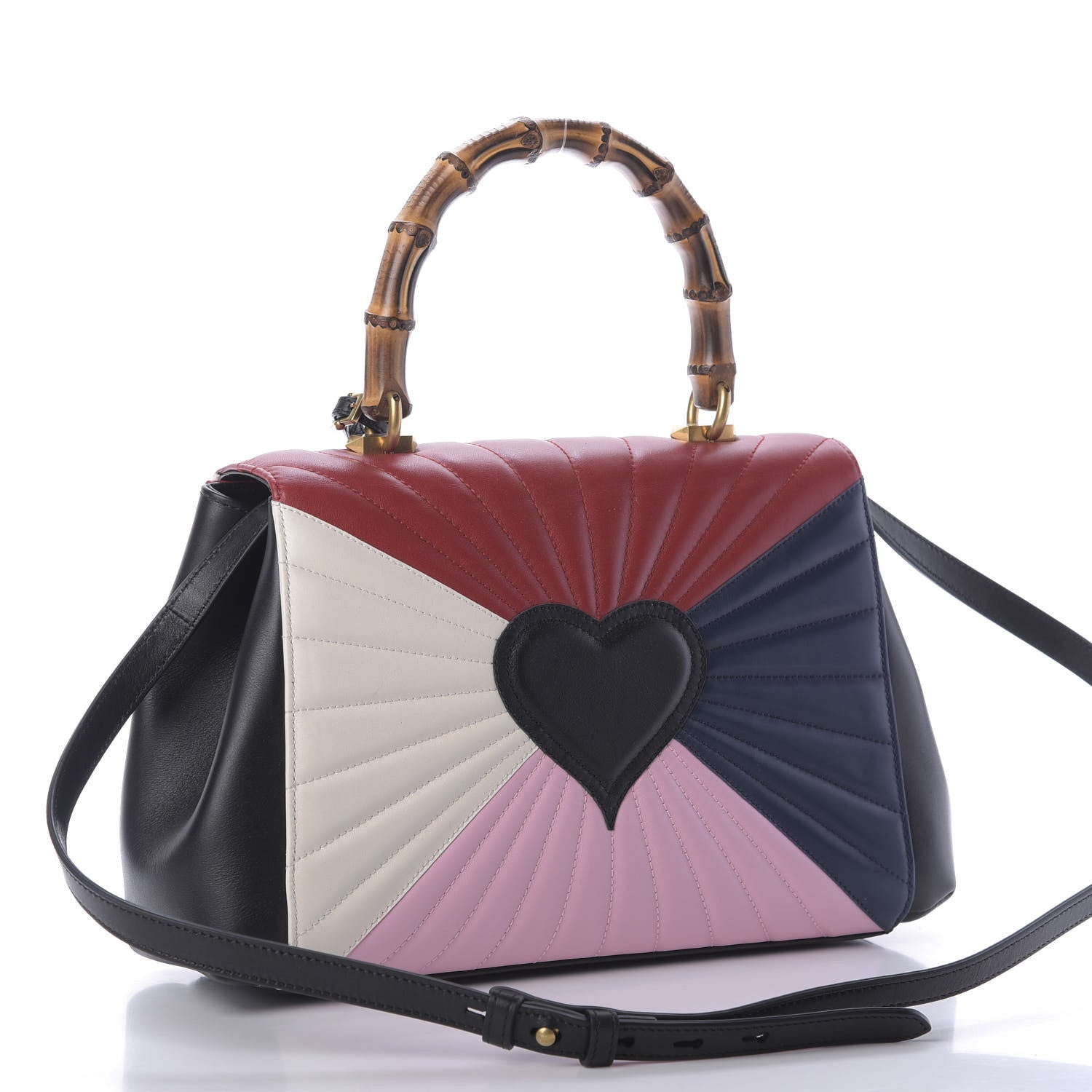 Gucci Calfskin Bamboo Trapuntata Queen Margaret Top Handle Bag Blue Agata Hibiscus Red Mystic White Sugar Pink 3 of 9