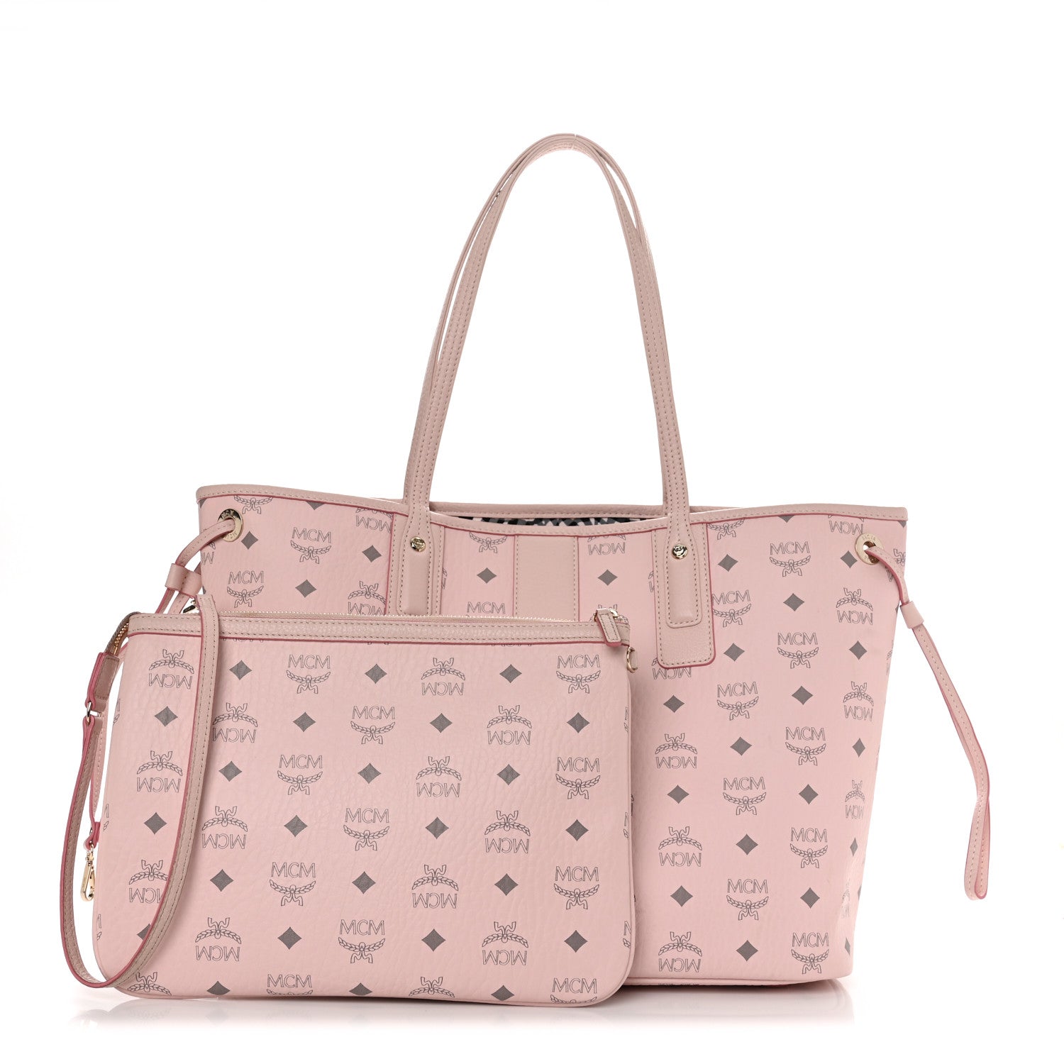 MCM Visetos Medium Liz Reversible Shopper Tote Powder Pink 1 of 12