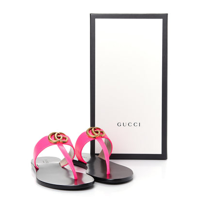 Gucci Calfskin GG Marmont Thong Sandals 36 Fuxia Fluo 10 of 10
