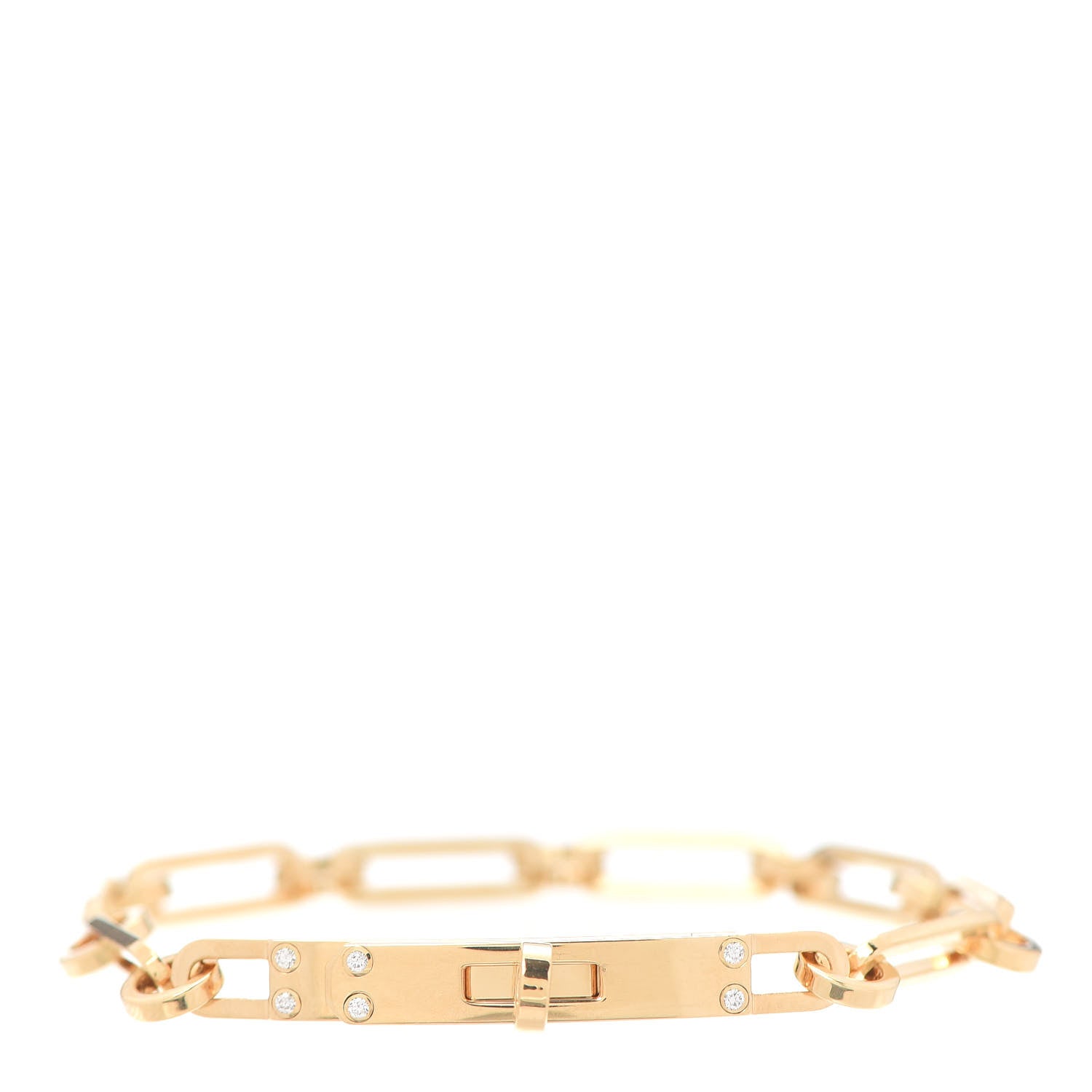 Hermes 18K Yellow Gold Diamond PM Kelly Chaine Bracelet XS 1 of 5