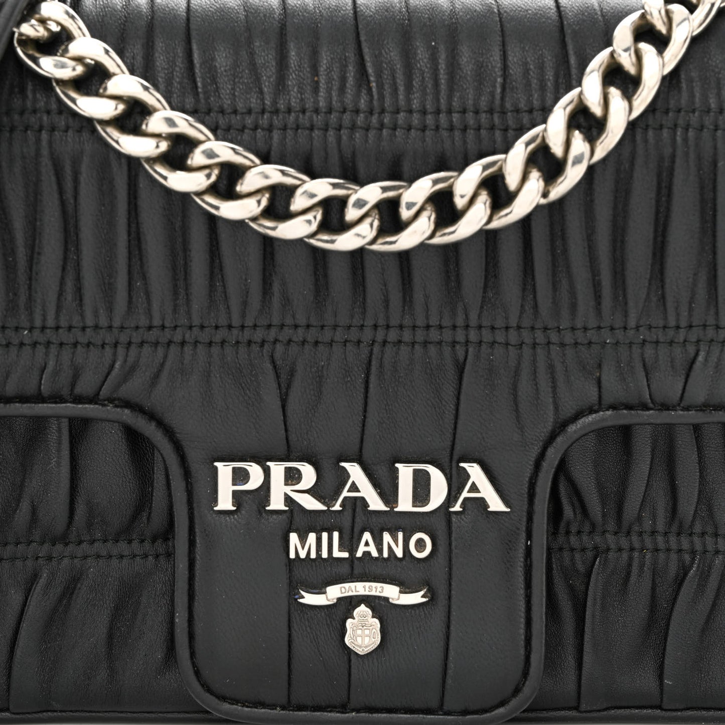 Nappa Gaufre Small Chain Flap Shoulder Bag Black