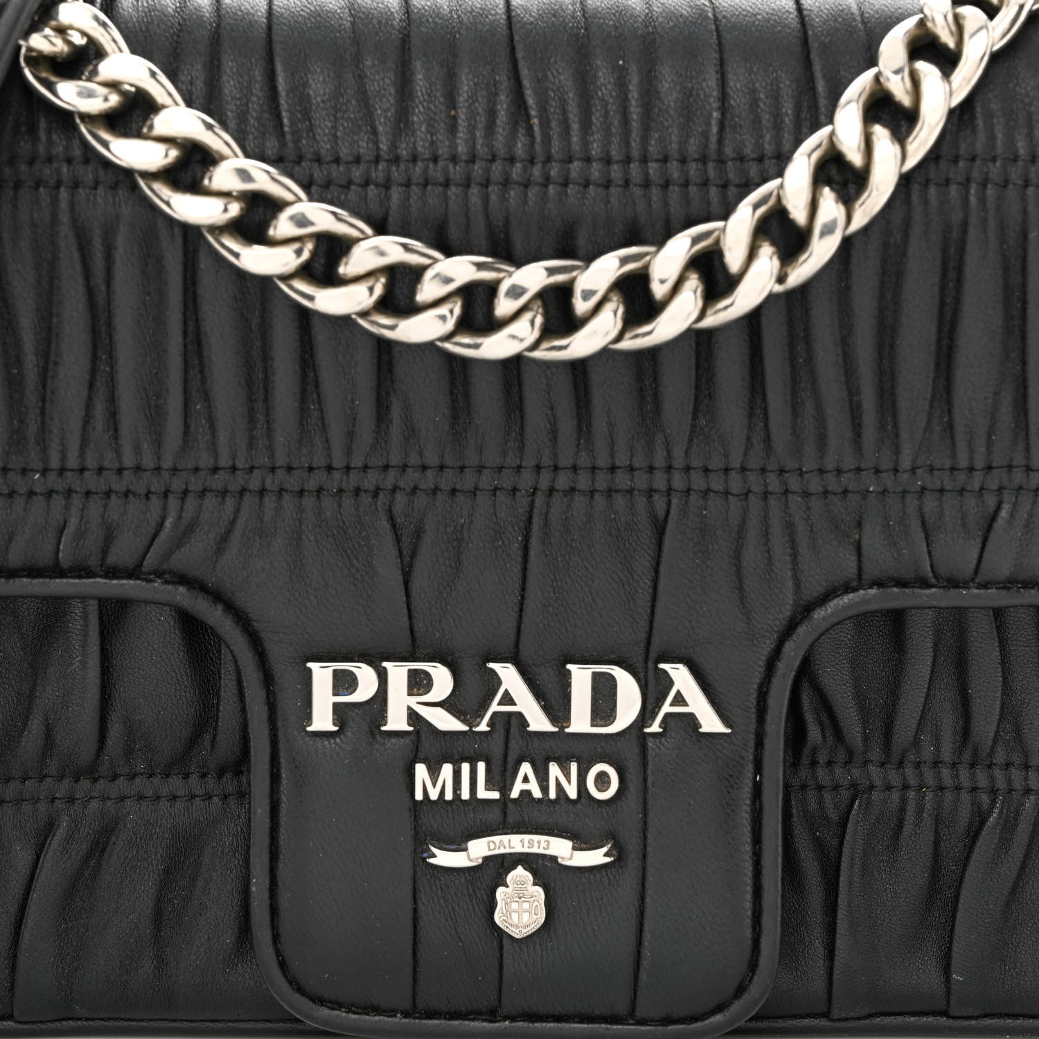Prada Nappa Gaufre Small Chain Flap Shoulder Bag Black 9 of 11
