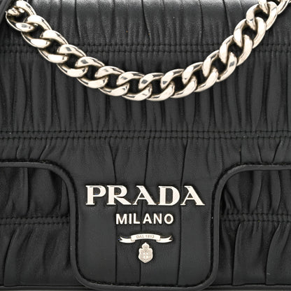 Prada Nappa Gaufre Small Chain Flap Shoulder Bag Black 9 of 11