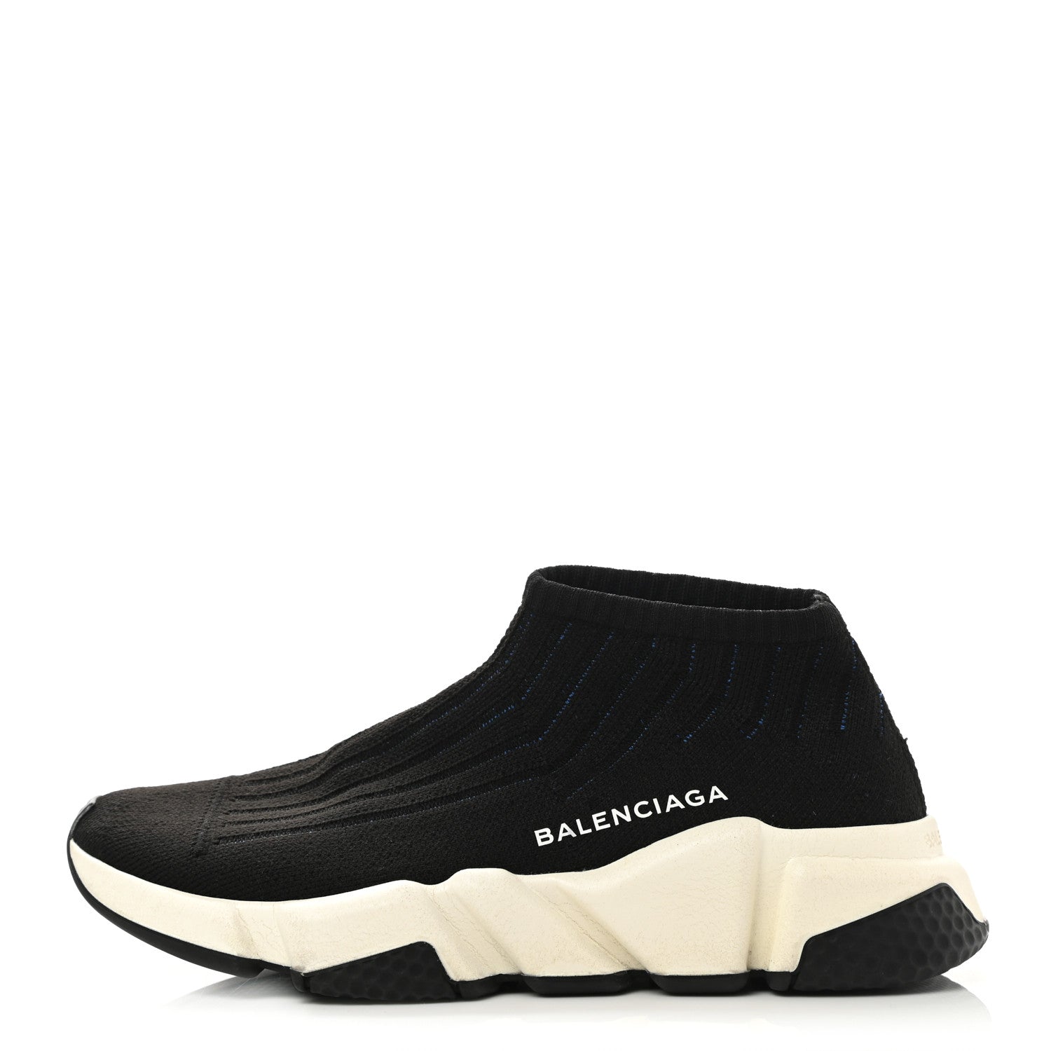 Balenciaga Ribbed Effect Knit Hi Speed Sneakers 35 Black Bleu 1 of 8