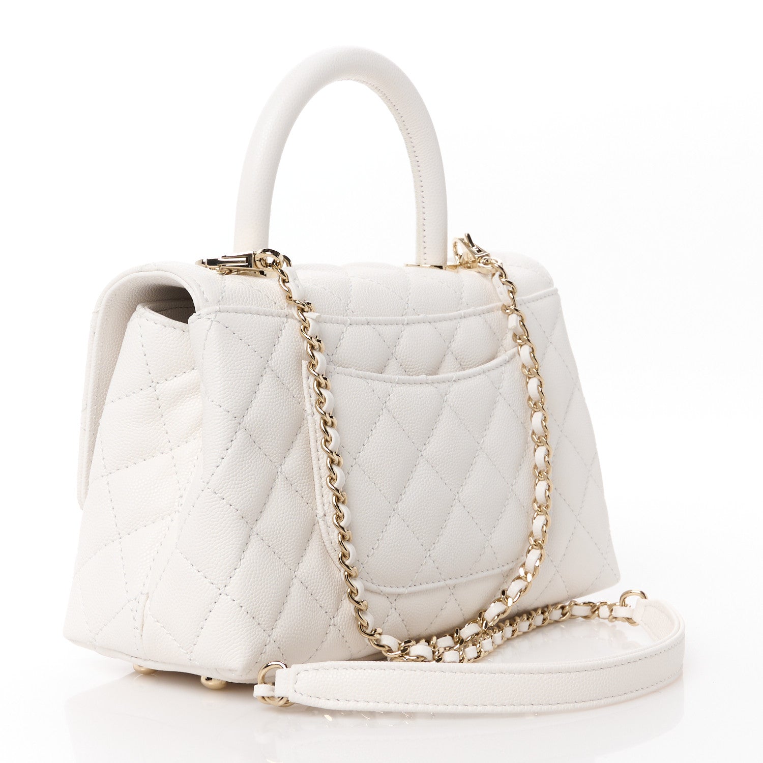 Chanel Caviar Quilted Mini Coco Handle Flap White 3 of 12