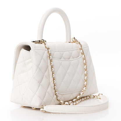 Chanel Caviar Quilted Mini Coco Handle Flap White 3 of 12