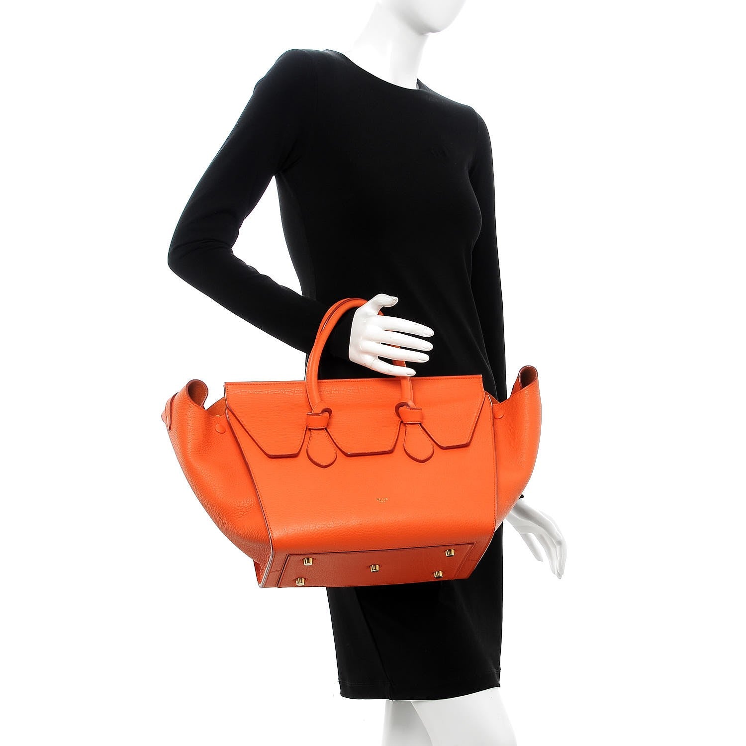 Celine Crisped Calfskin Small Tie Knot Tote Bright Orange 2 of 11