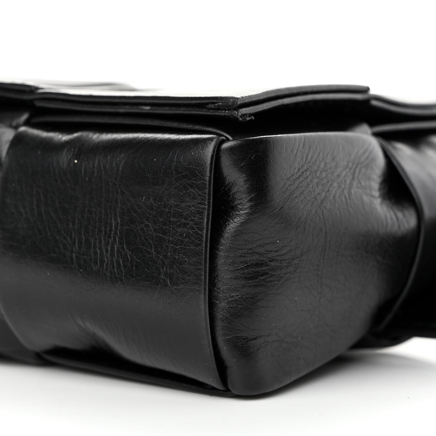 Paper Calfskin Intrecciato Cassette Belt Bag Black