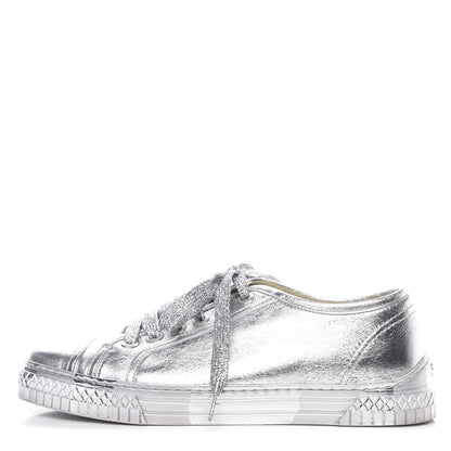 Chanel Laminated Lambskin Sneakers 39 Silver 1 of 10
