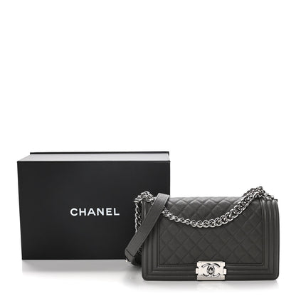 Chanel Caviar Quilted Medium Boy Flap Grey 12 of 12