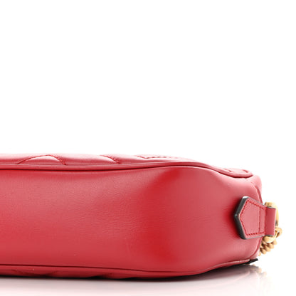 Gucci Calfskin Matelasse Mini GG Marmont Chain Shoulder Bag Hibiscus Red 10 of 14