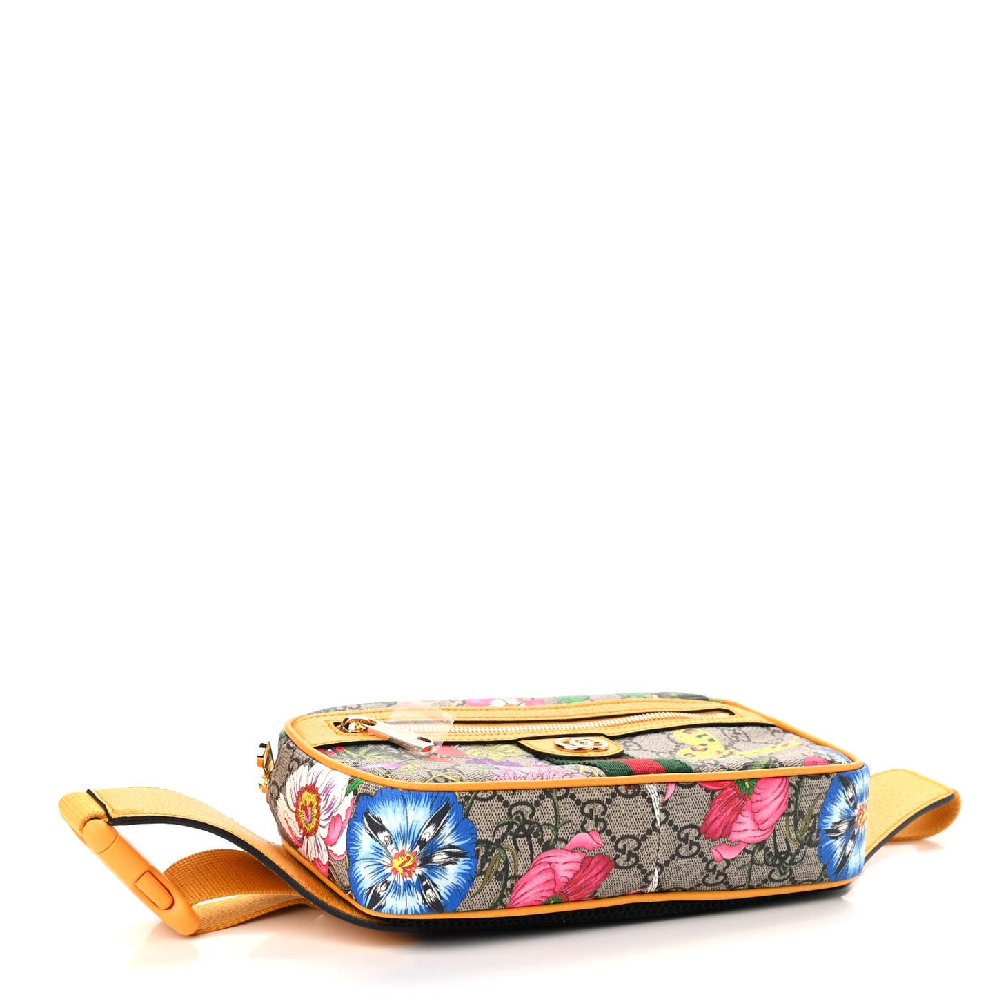 GG Supreme Monogram Flora Medium Ophidia Belt Bag Beige Multicolor Crop