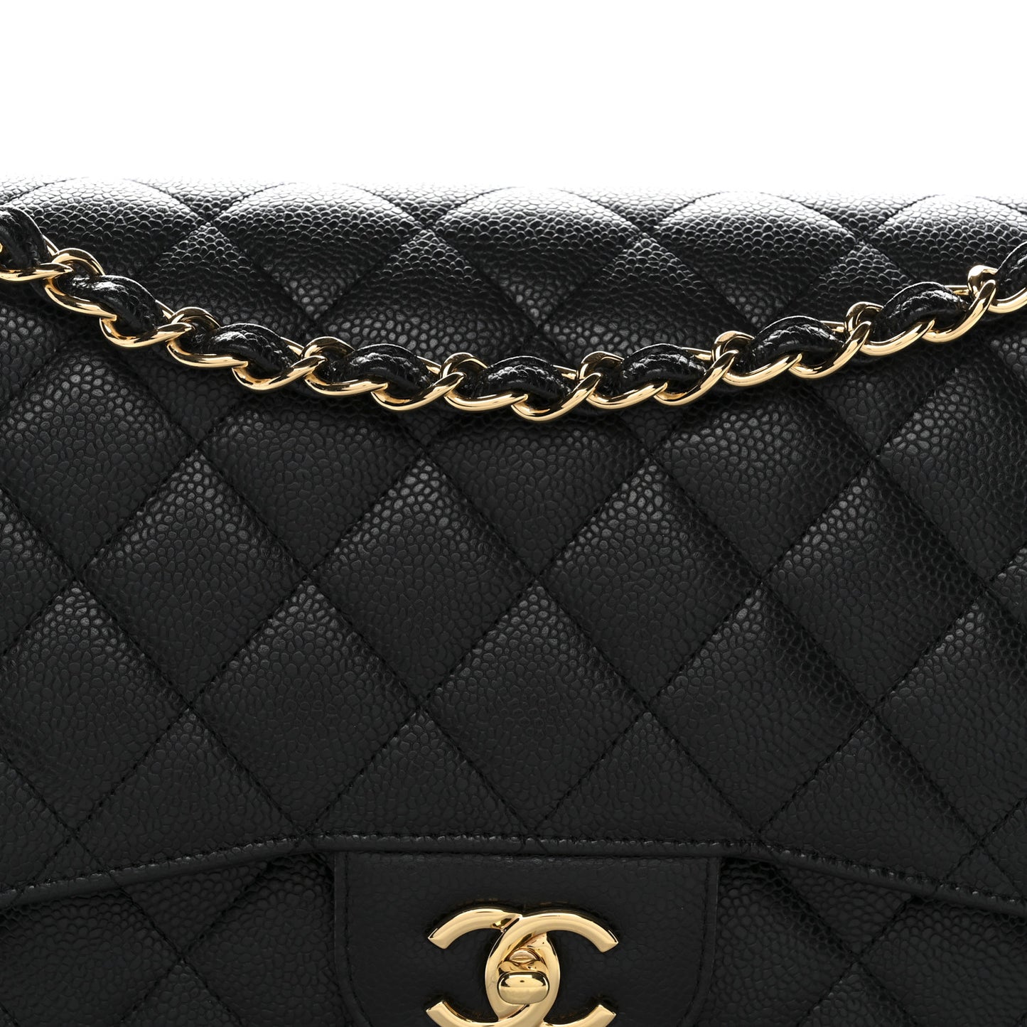 Caviar Quilted Jumbo Double Flap Black
