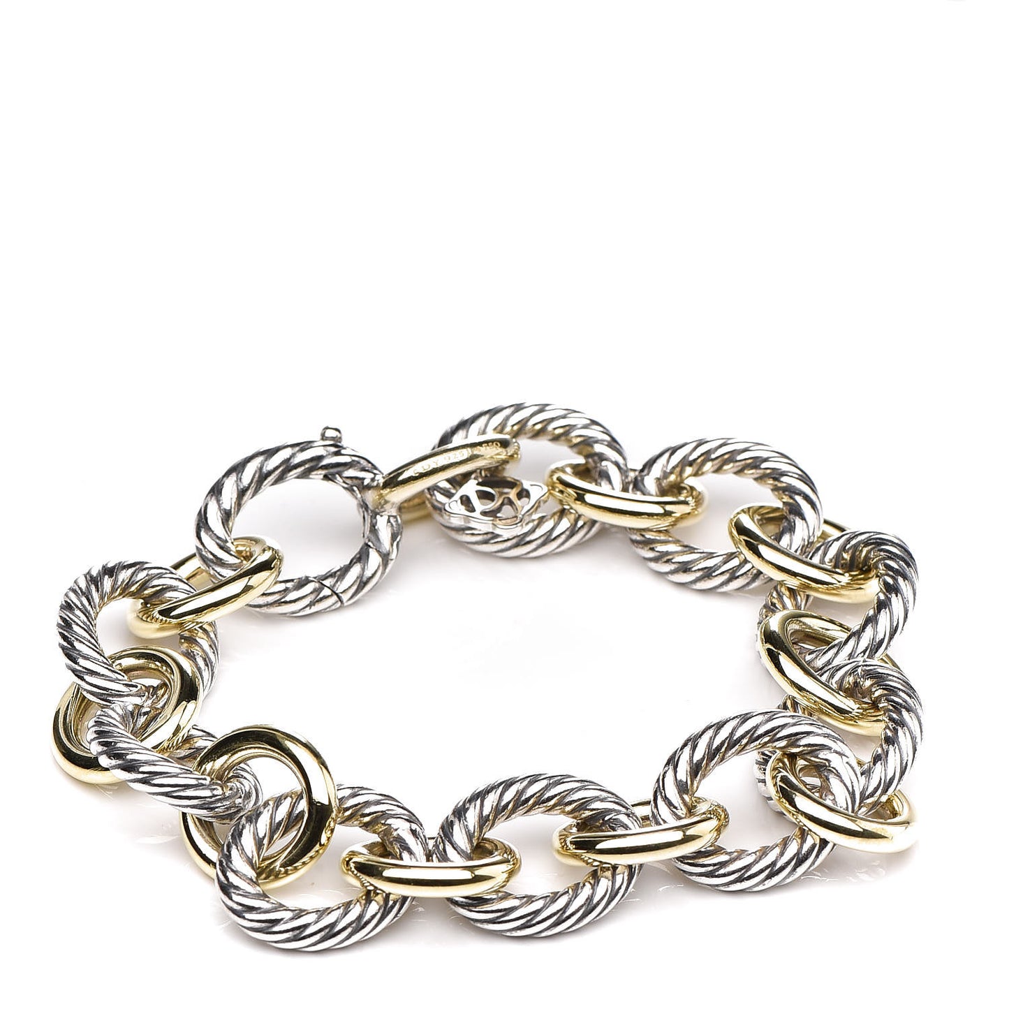 Sterling Silver 18K Yellow Gold 12mm Large Oval Link Bracelet