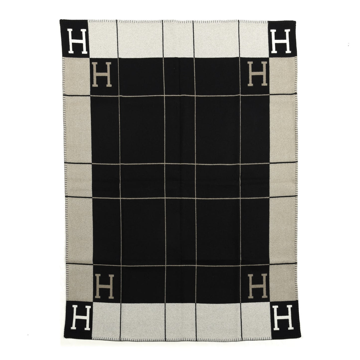 Wool Cashmere Avalon III Blanket Ecru Black