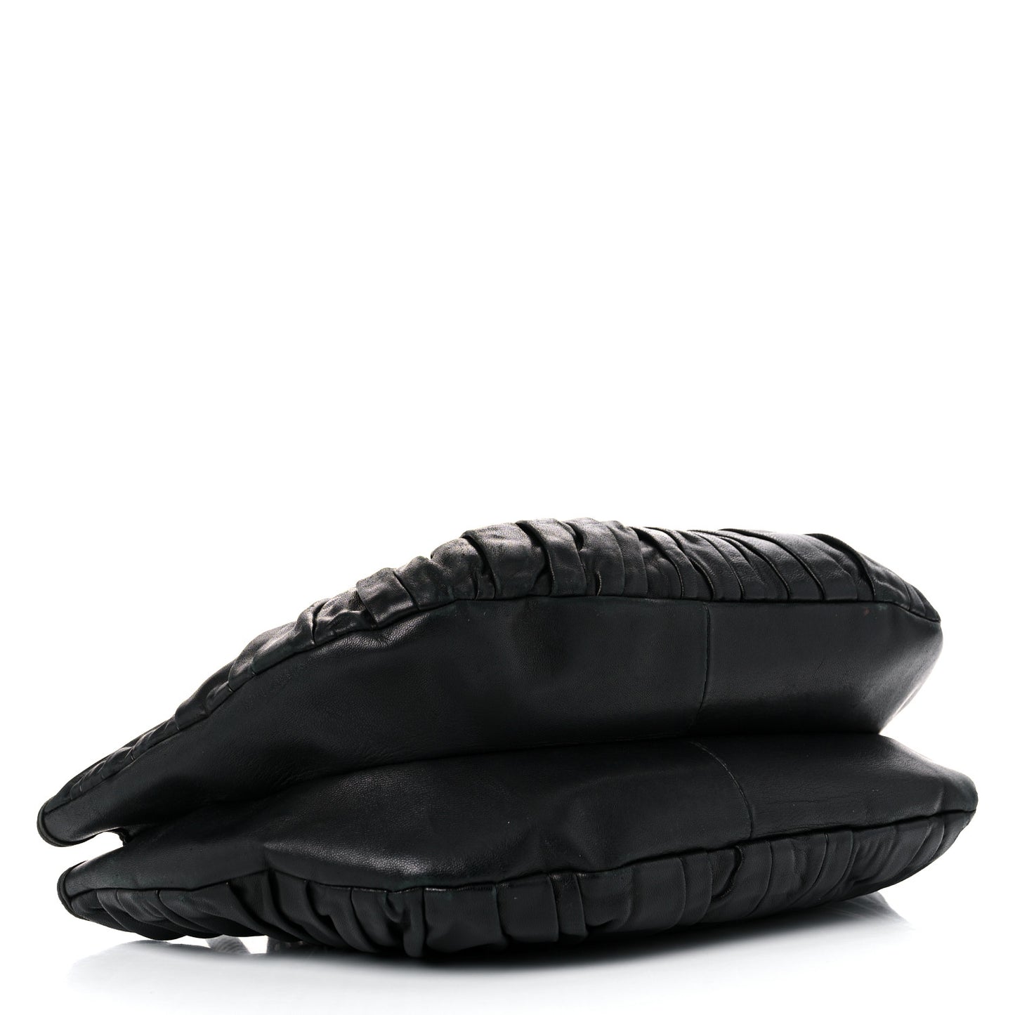 Lambskin Plisse Pleated Basket Tote Bag Black