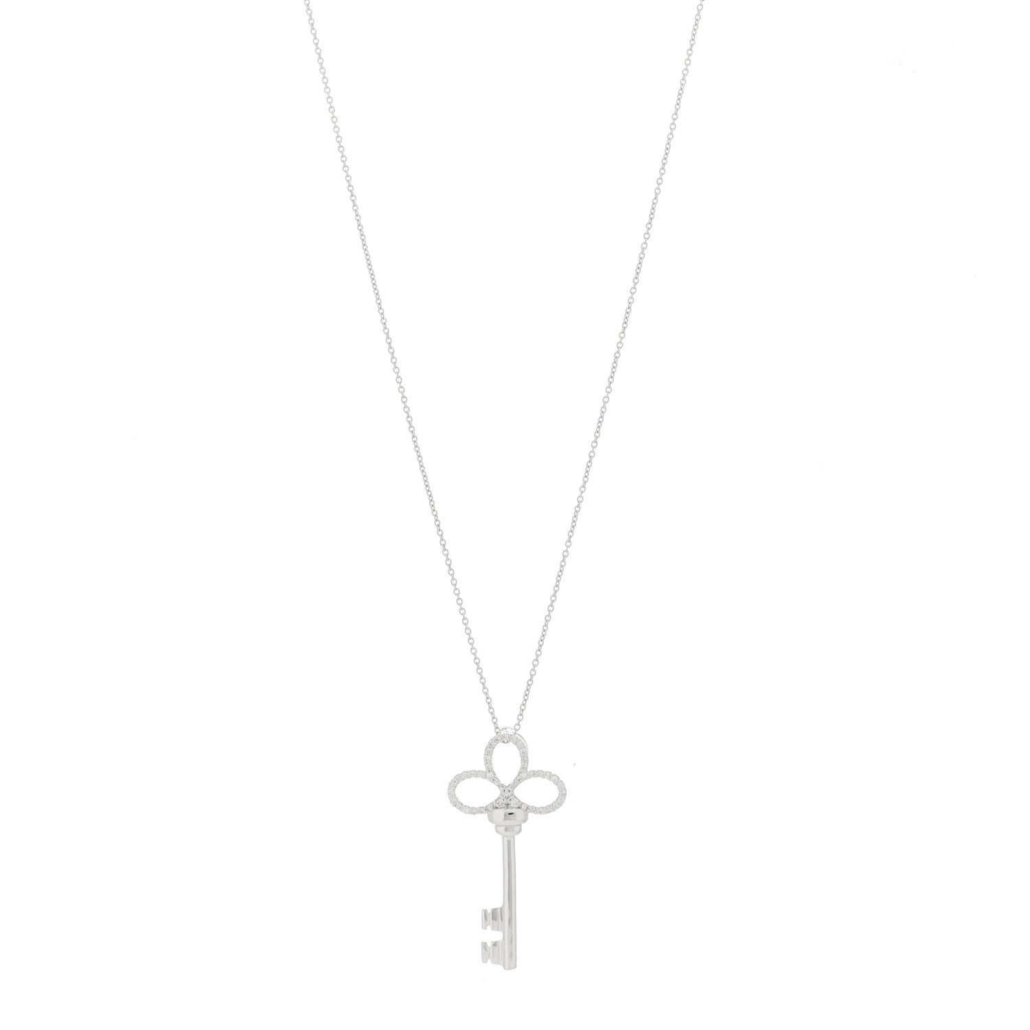 Roberto Coin 18K White Gold Diamond Tiny Treasures Key Pendant Necklace 1 of 6