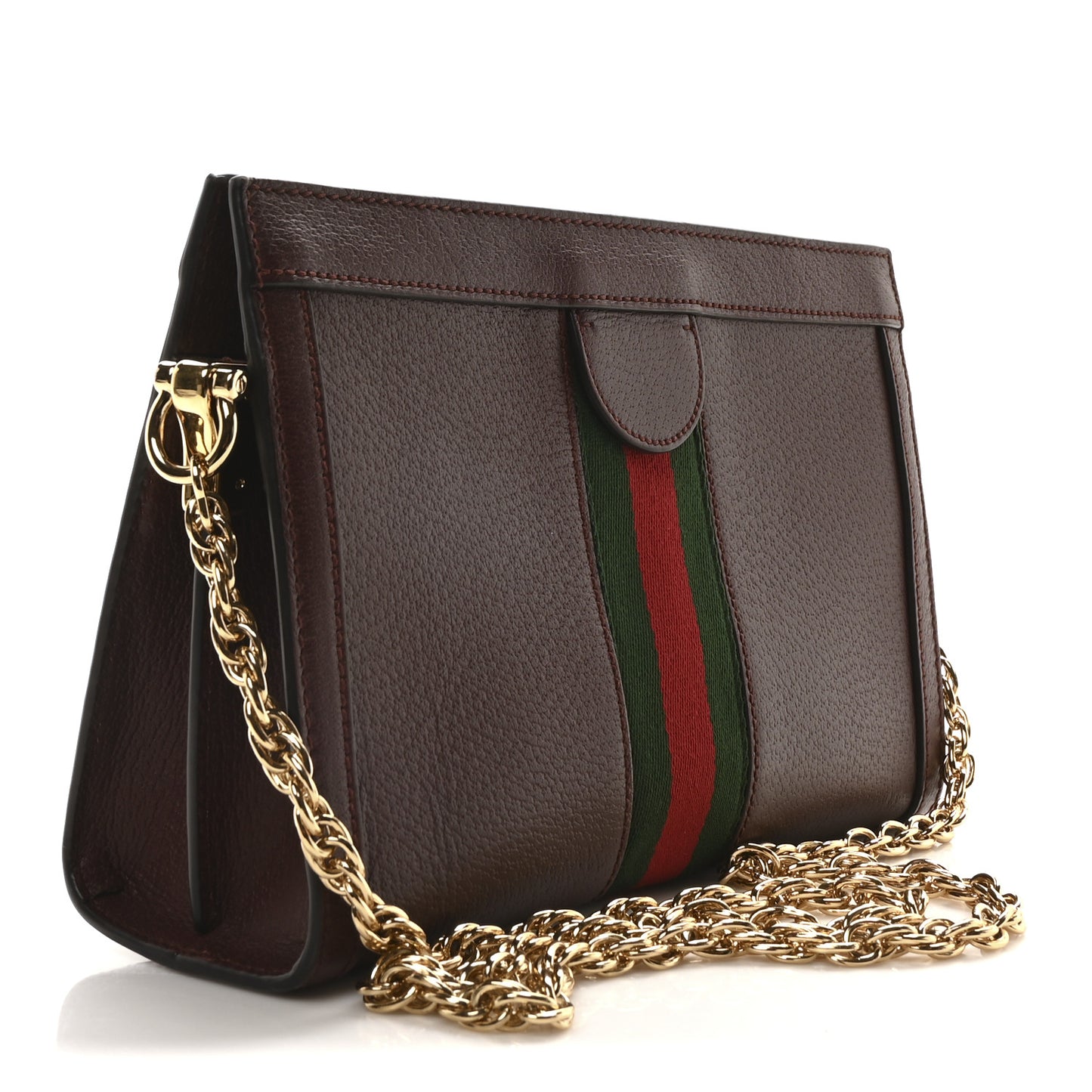 Textured Calfskin Web Small Ophidia Chain Shoulder Bag Vintage Bordeaux