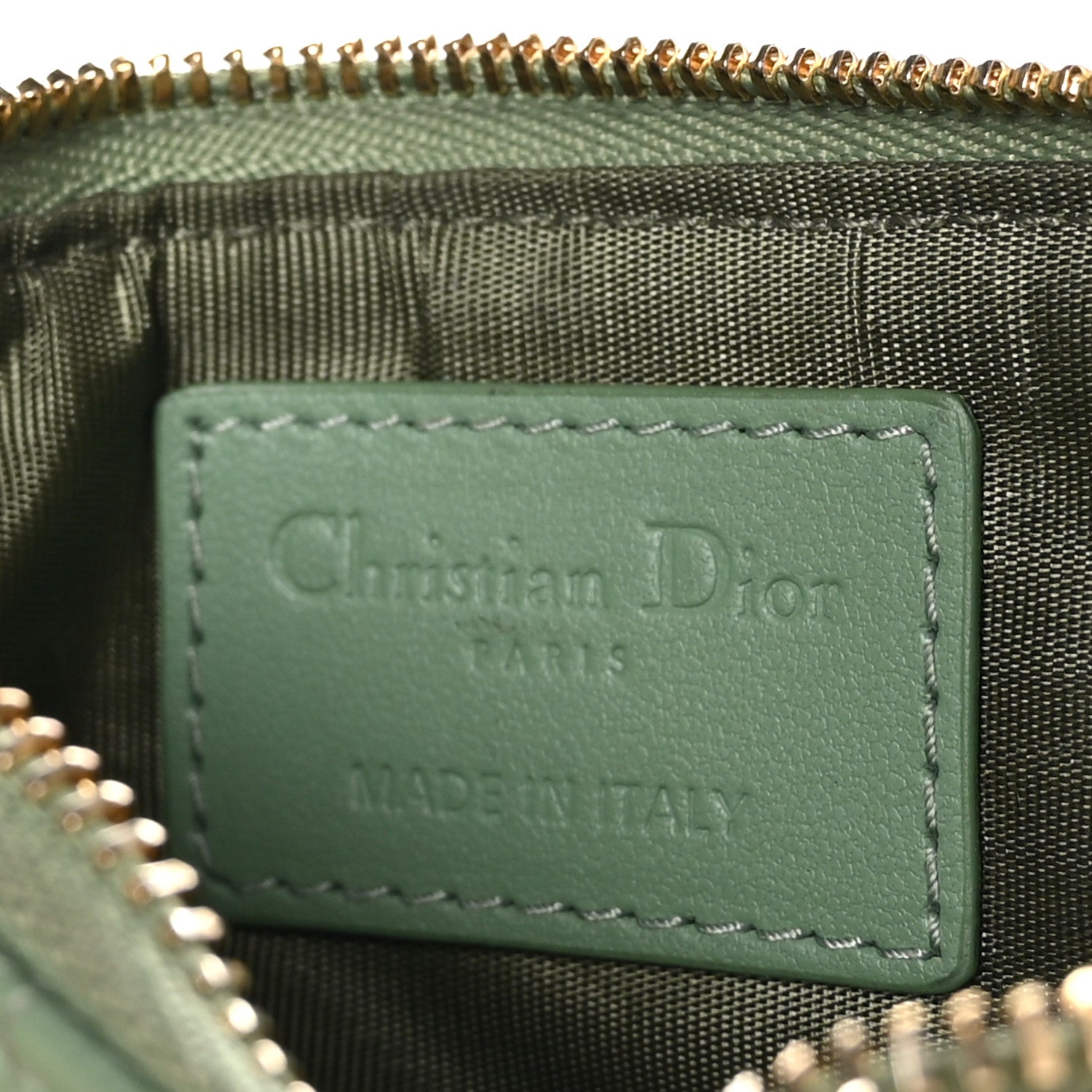 Christian Dior Lambskin Cannage Lady Dior Zipped Key Case Green 6 of 8