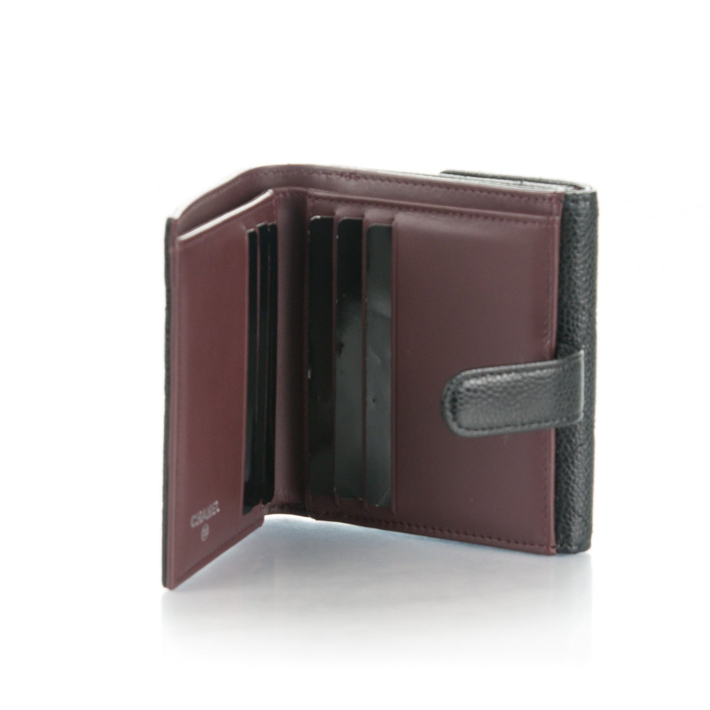 Caviar Quilted Compact French Flap Wallet Black