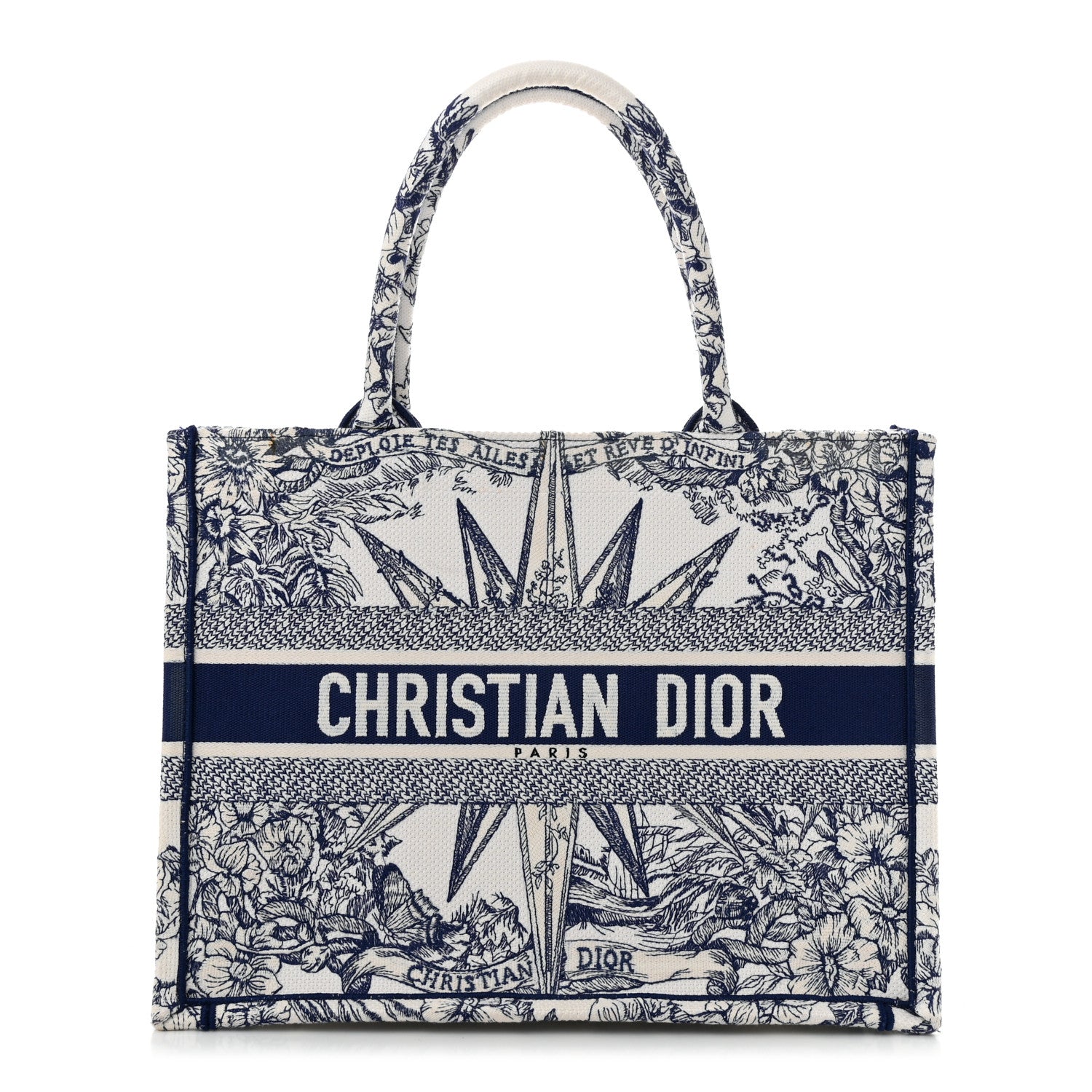 Christian Dior Canvas Embroidered Medium Reve d'Infini Book Tote Blue 1 of 11