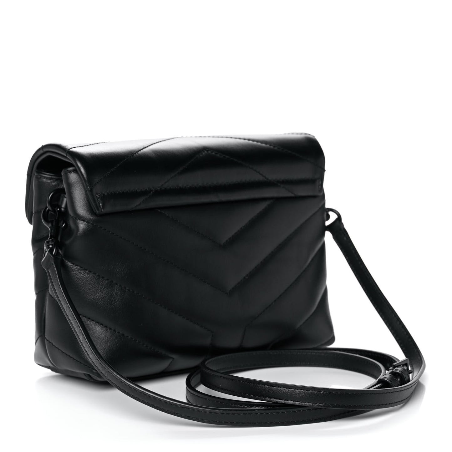 Calfskin Y Quilted Monogram Toy Loulou Crossbody Bag Black