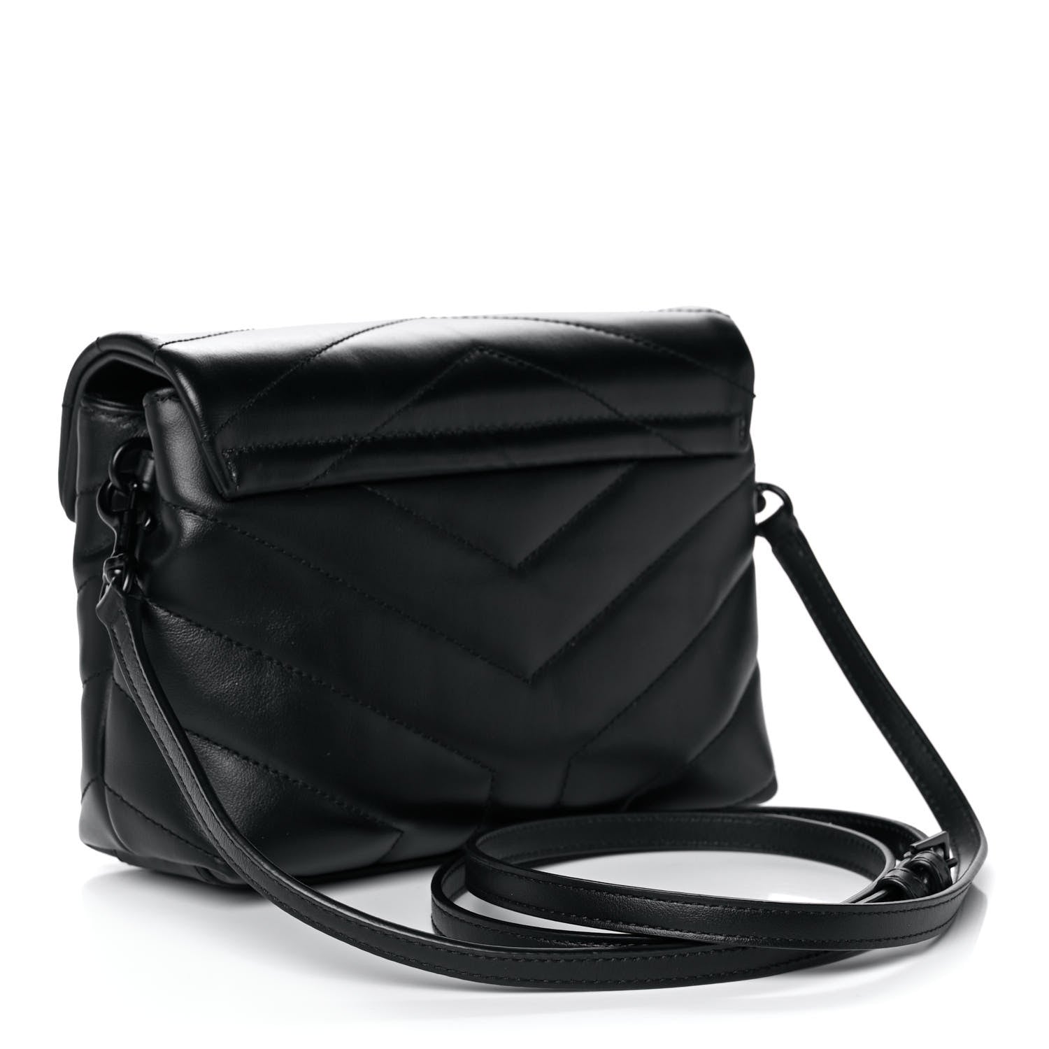Saint Laurent Calfskin Y Quilted Monogram Toy Loulou Crossbody Bag Black 3 of 12