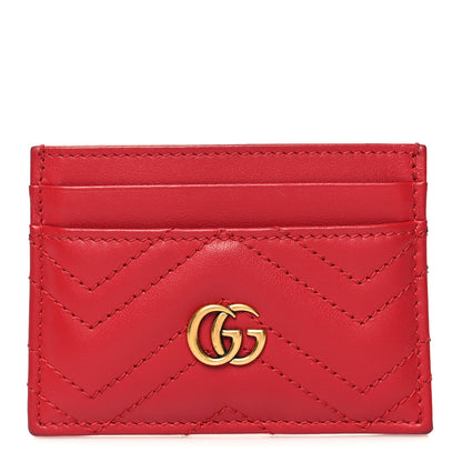 Gucci Calfskin Matelasse GG Marmont Card Holder Hibiscus Red 1 of 9