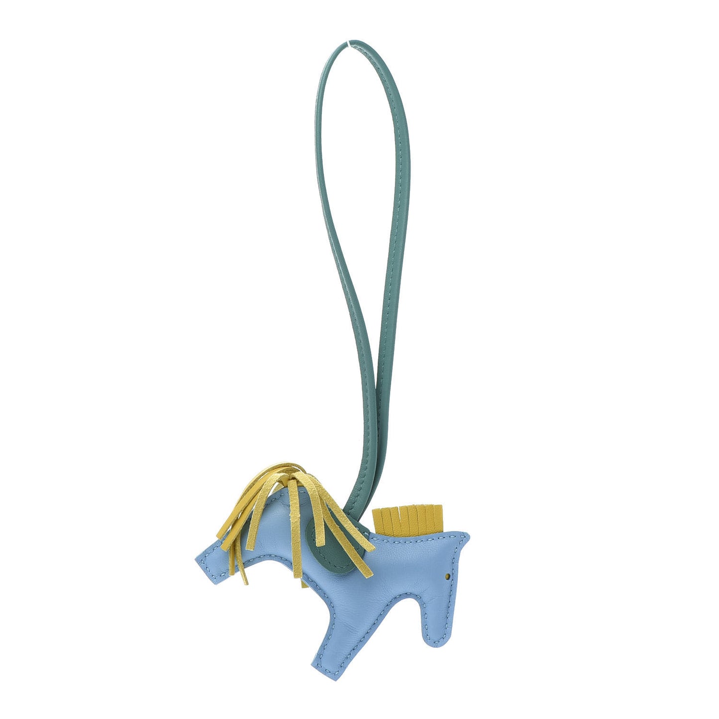 Milo Lambskin Grigri Rodeo Horse Bag Charm PM Bleu Celeste Lime Malachite