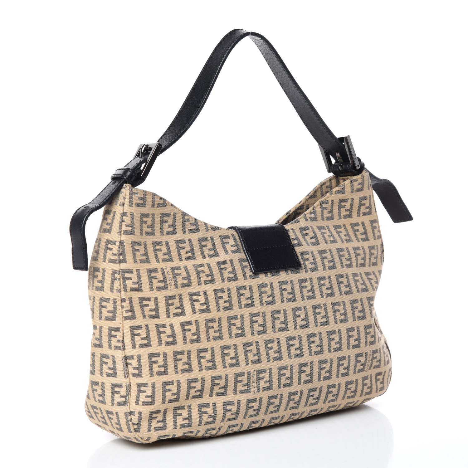 Fendi Zucchino Vitello Hobo Beige Black 3 of 12