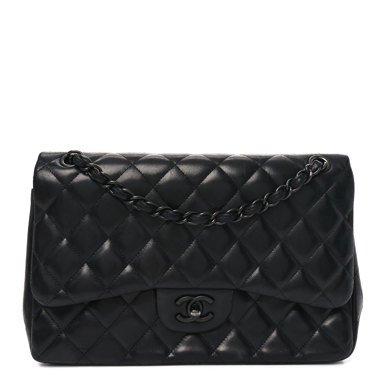 Chanel Lambskin Quilted Jumbo Double Flap So Black 1 of 11