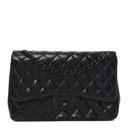 Chanel Lambskin Quilted Jumbo Double Flap So Black 1 of 11