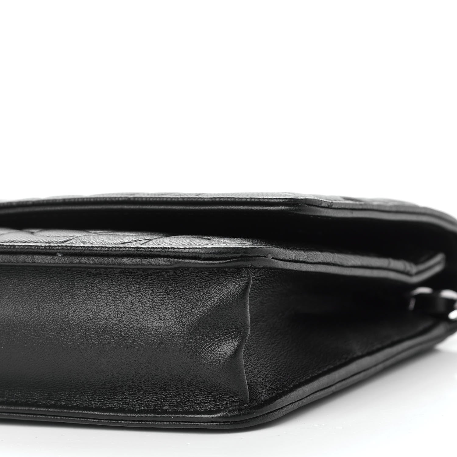 Chanel Lambskin Camellia Embossed Wallet on Chain WOC Black 9 of 9