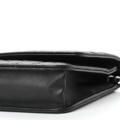 Chanel Lambskin Camellia Embossed Wallet on Chain WOC Black 9 of 9