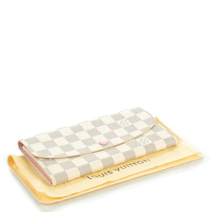 Louis Vuitton Damier Azur Emilie Wallet Rose Ballerine 4 of 7